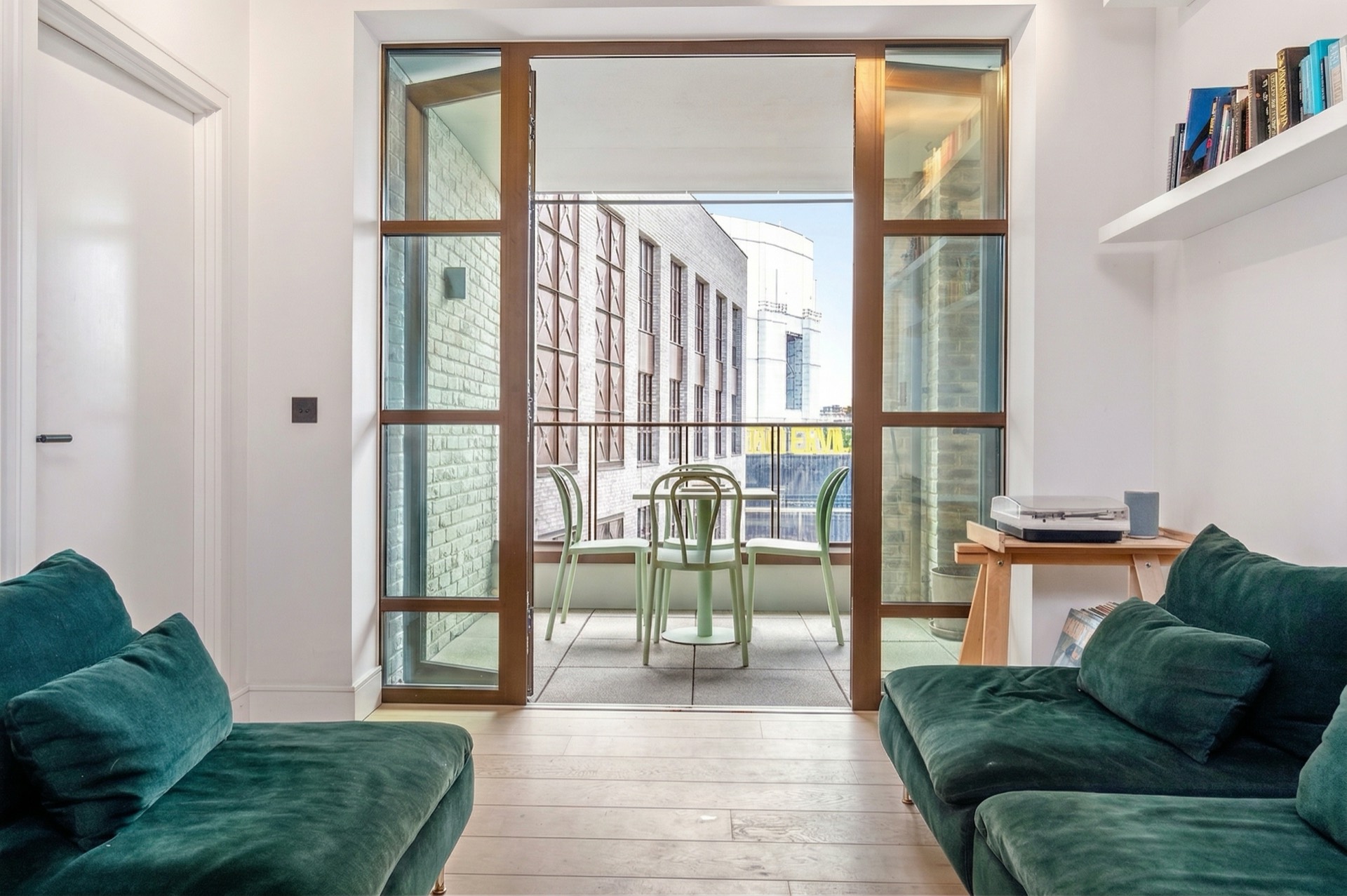Glass doors opening onto the balcony